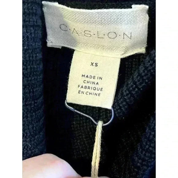NWT Caslon Turtleneck Raglan Longline Sweater Womens Size XS Black Knit wool - Picture 2 of 5